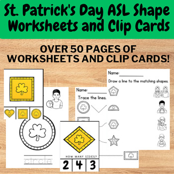 Preview of Preschool St. Patrick’s Day ASL Shapes Activity Pages - ASL Shape Activity