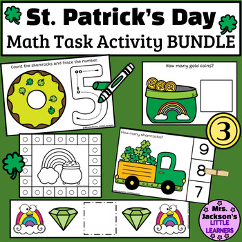 Preview of Preschool St. Patrick's Day Math Task Box BUNDLE