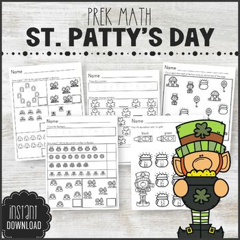 Preview of Preschool St. Patrick's Day Worksheets - Math Worksheets - Counting Numbers 1-10