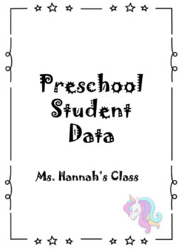 Preview of Monster and Unicorn Stylish Preschool Student Data Binder & Take-Home folders