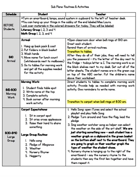 Preview of Editable Sub Plans Template