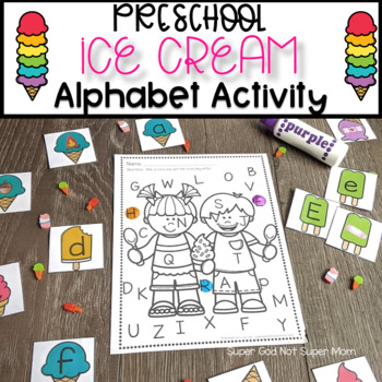 Preview of Preschool Summer Alphabet Activity- Ice Cream Sensory Bin