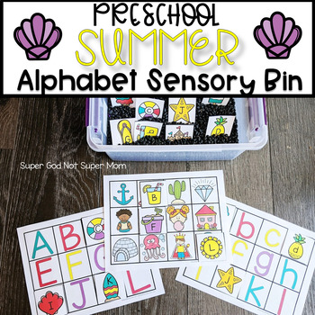 Preview of Preschool Summer Alphabet Sensory Bin Match