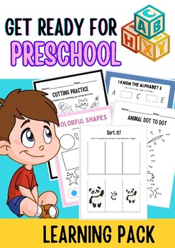 Preview of Preschool Summer Pack- Get Ready for Preschool- Worksheets- Activities- Puzzles
