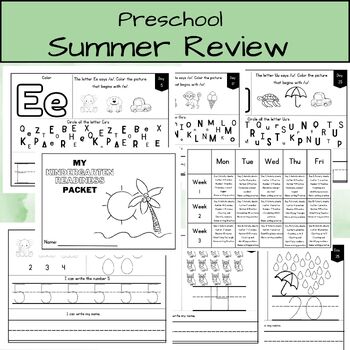 Preview of Preschool Summer Review Packet| Kindergarten Readiness Package