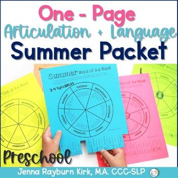 Preview of No-Prep One Page Summer Speech Packet Speech & Language Packet for Preschool