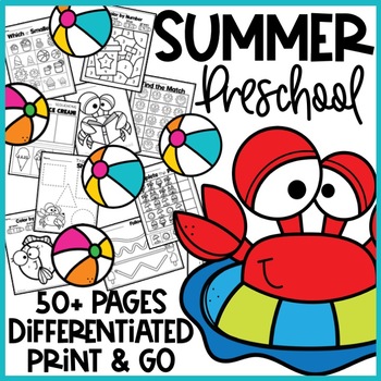Preview of Preschool Summer Packet End of Year Review Prek Activities Printable Worksheets