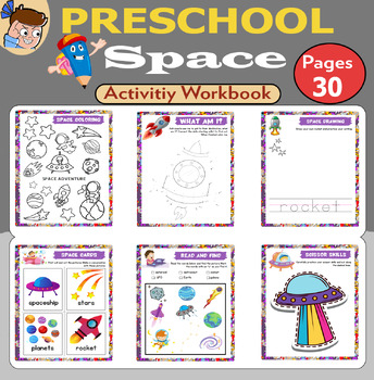 Preview of Preschool Sun, Moon, Stars, Space Book Activity Space Science Game