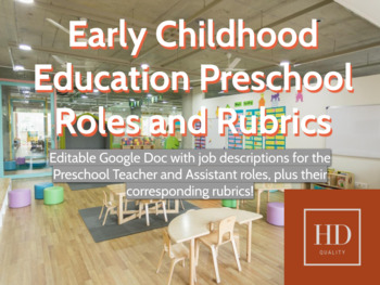 Preview of Preschool Teacher & Assistant Roles and Rubrics for High School ECE Courses
