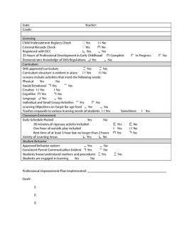 Preview of Preschool Teacher Evaluation Form