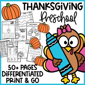 Preview of Preschool Thanksgiving Worksheets Activity Pages