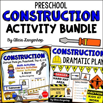 Preview of Preschool Tools and Machines Construction Theme Activity BUNDLE