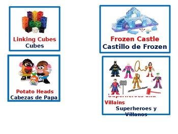 Preview of Preschool Toy and Materials Labels in Spanish and English