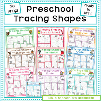 Preview of Preschool Tracing Shapes Bundle