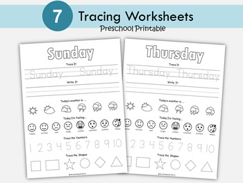 Preview of Preschool Tracing Worksheets, Preschool Summer Review, Morning Work, T-WWF334