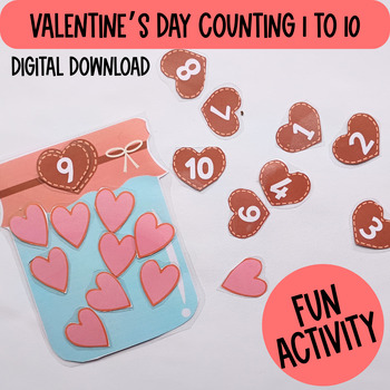 Preview of Preschool Valentine Hearts Counting Activity, Preschool Counting 1 to 10, Prek