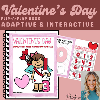 Preview of Valentine's Day Counting Activity Flip-A-Flap Adaptive & Interactive