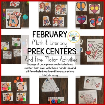 Preschool Valentine's Day February Centers and Fine Motor Activities