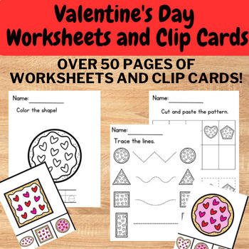 Preview of Preschool Valentine’s Day Shapes Activity Pages - Preschool Shape Worksheets