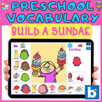 Preview of Preschool Vocabulary Build a Sundae /Kid Summer Ice Cream 