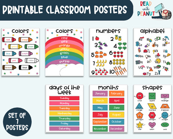 Preview of Preschool Wall Posters: Learning Alphabet, Numbers, Shapes, Colors, Days of Week