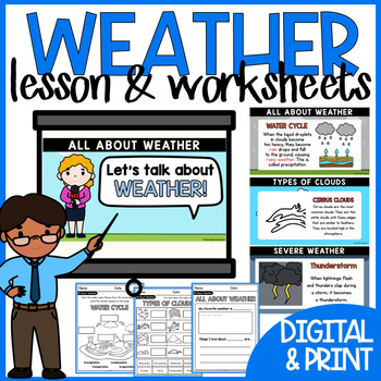 Preview of Preschool Weather and Climate Science Water Cycle Lesson Worksheets