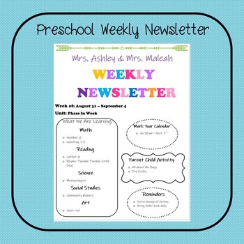 preschool parent calendar and newsletter templates