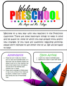 Preview of Preschool Welcome Letter Template