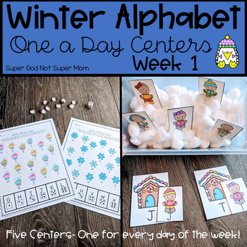 Preview of Preschool Winter Alphabet Centers | Mini-Bundle 1