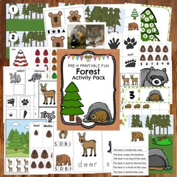 Preschool Woodland Forest Animals and Bear Activities by Pre-K Printable Fun