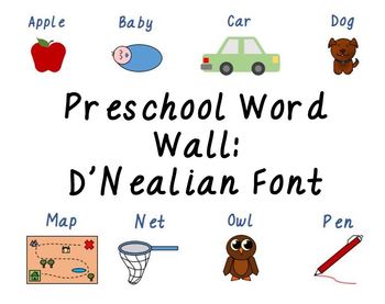 Preview of Preschool Word Wall D'Nealian