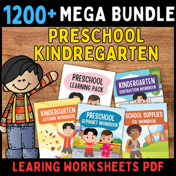 Preview of 1200+ Preschool Math, Alphabet Letter worksheets kindergarten activities bundle