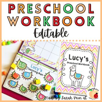 Preview of Preschool Workbook and Activity Printables - Llamas