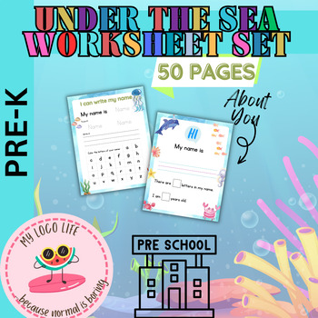 Preview of Preschool Workbook set| Under the Sea| 50 Pages |