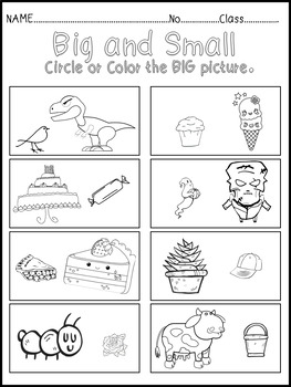 Big and Small Worksheets  Preschool worksheets, Preschool