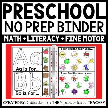 Preview of Preschool Worksheets for NO PREP Homeschool Binder Toddler Busy Book Activities