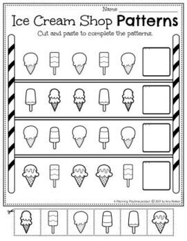 Preschool Worksheets - Ice Cream by Planning Playtime | TPT