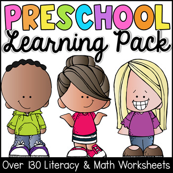 Preview of Preschool Worksheets - Math and Literacy Learning Packet - Distance Learning