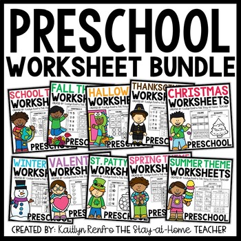 Preview of 0Preschool Worksheets NO PREP PreK Morning Work | Homeschool Toddler Activities