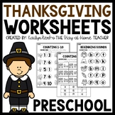 Thanksgiving Preschool Worksheets November PreK Morning Wo