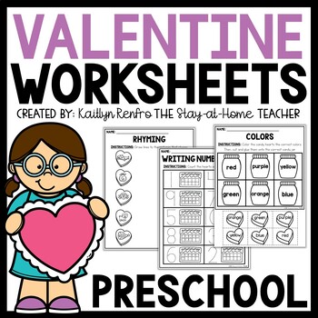 Preview of Valentine's Day Preschool Worksheets February PreK Morning Work Toddler Activity