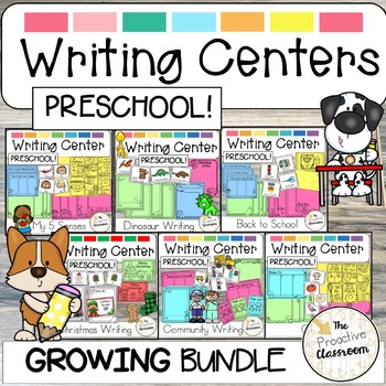 Preview of Preschool Writing Centers Growing Bundle | Kindergarten | Word Wall Cards