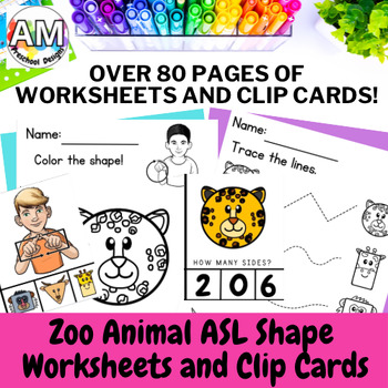 Preview of Preschool Zoo Animal ASL Shapes Activity Pages - ASL Shape Activity