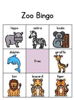 Preschool Zoo Bingo - English & Spanish by Ms Speechel | TpT