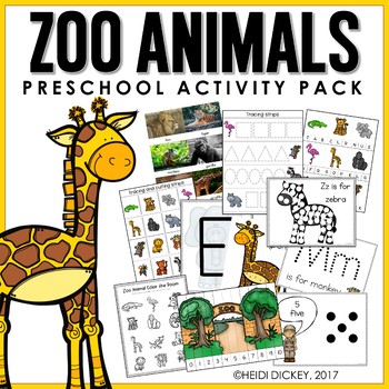 Preview of Preschool: Zoo Theme Learning Pack