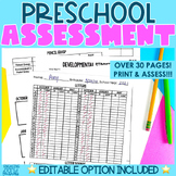 Preschool and Kindergarten Assessment Editable and Print and Go