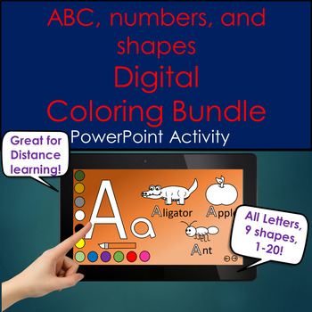 Preview of Preschool and Kindergarten Digital Learning Coloring worksheet Bundle No Prep