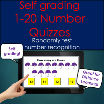 Preview of Preschool and Kindergarten Numbers Quizzes No Prep distance learning