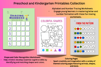 Preview of Preschool and Kindergarten Printable Collection  Worksheets