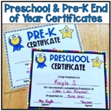 Preschool and PreK End of the Year Certificates